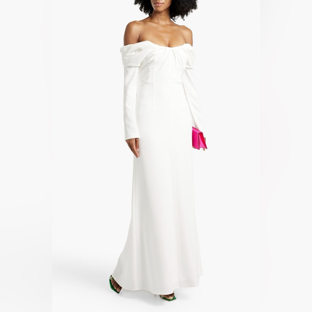 A.L.C. Off-Shoulder White Gown with Long Sleeves